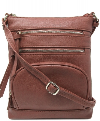 Multi Zip Pocket Crossbody Bag WU078 COFFEE